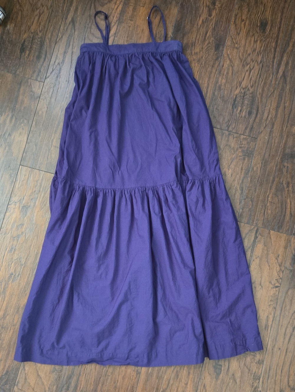 For Days, Organic Cotton, Navy, Tiered Maxi Dress w/ Adjstble Straps & Pockets.